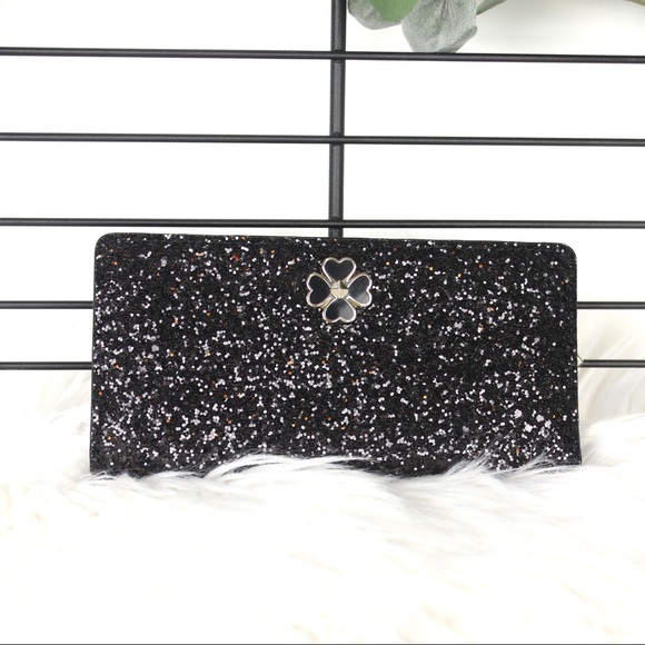 kate spade Handbags - Kate Spade Large Slim Bifold Wallet Black Glitter